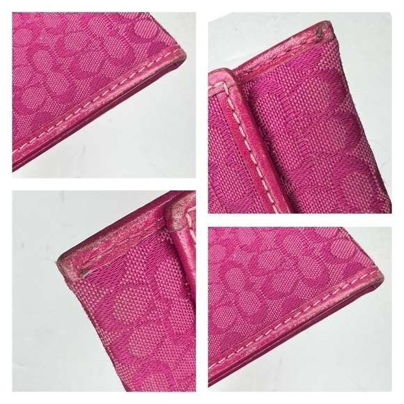 Coach Vintage Y2K Pink Signature Buckle C Fabric Coin Bag Wallet - Picture 7 of 9